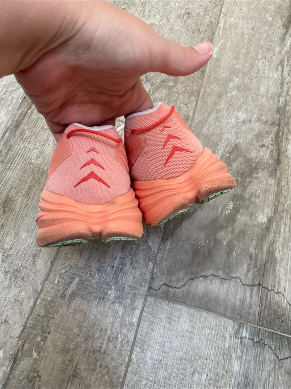 Hoka Women's Peach and Coral Athletic Running Shoes